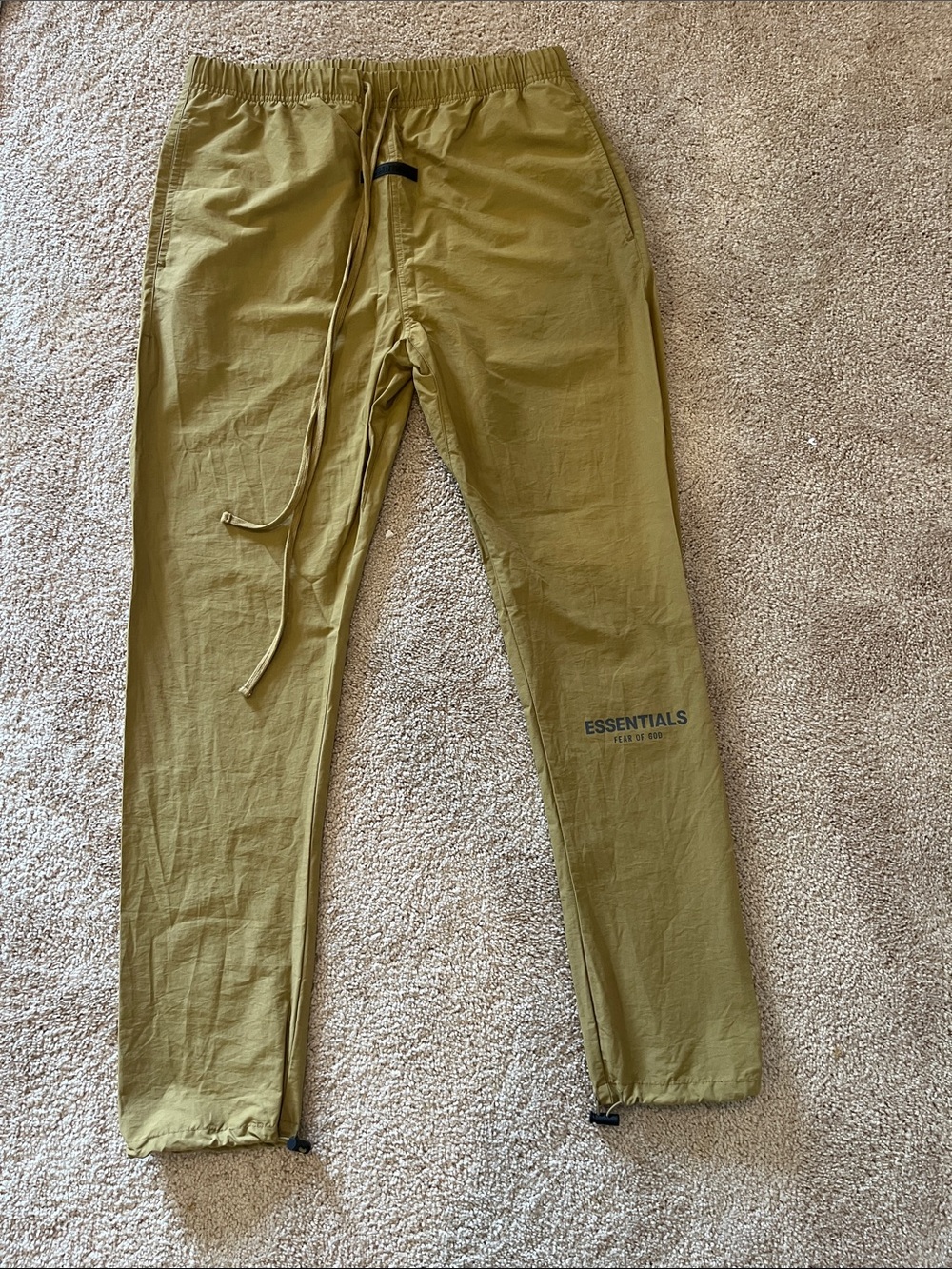 Fear of God ESSENTIALS | Olive/Khaki Nylon Track Pants Joggers | Size M